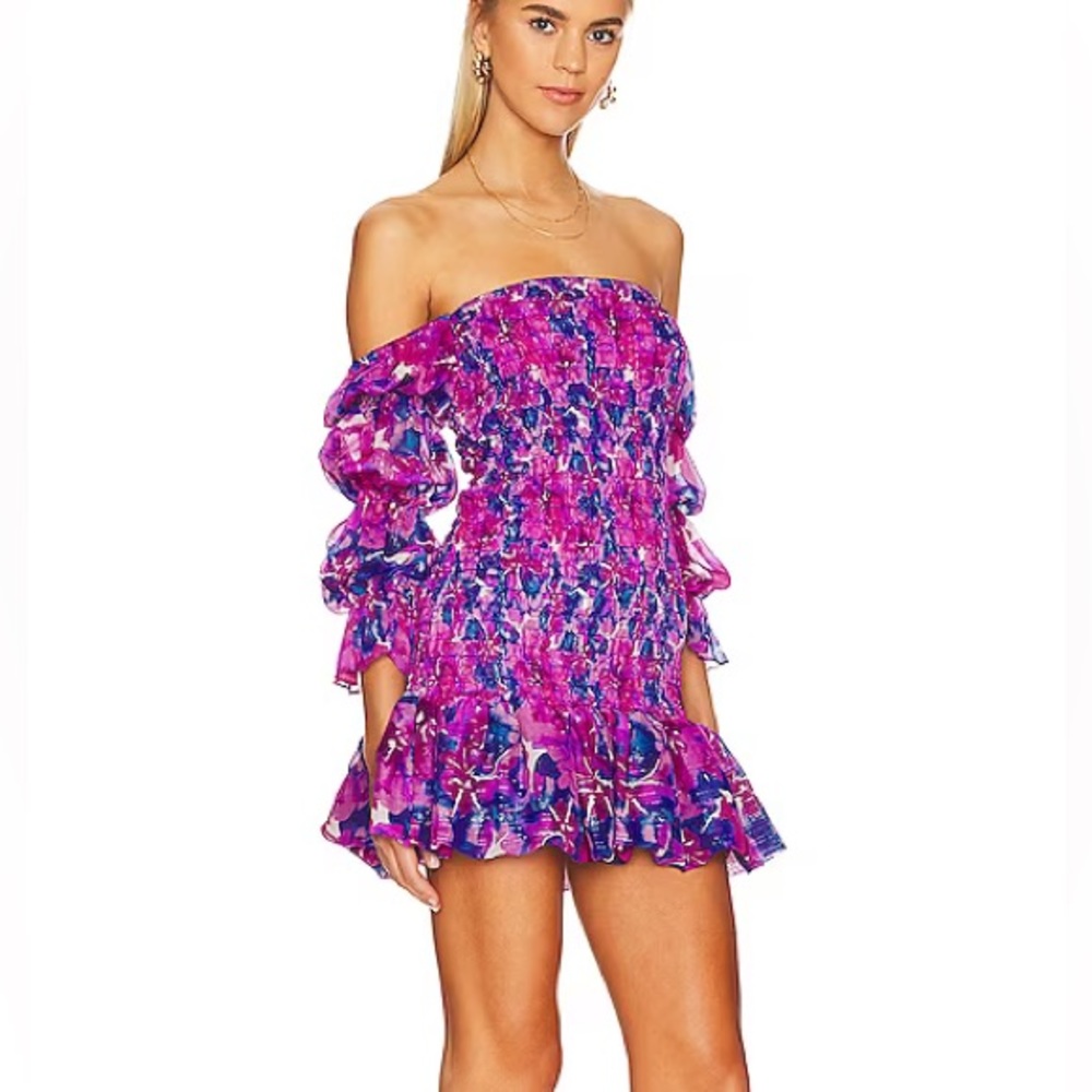 Misa Nour Mini Dress in Watercolor Blues